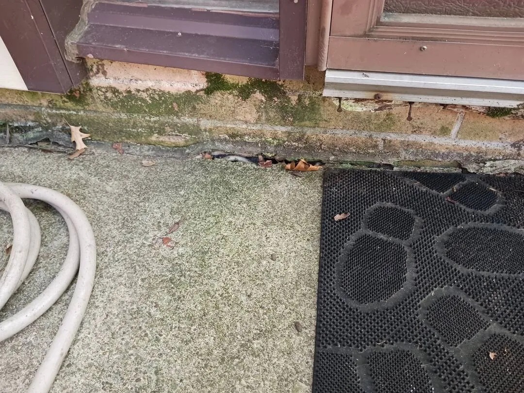 Water pooling on front step